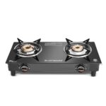 Longway Furn Glass Top, 2 Burner Manual Ignition Glass Gas Stove (Black, ISI Certified, 1 Year Warranty)