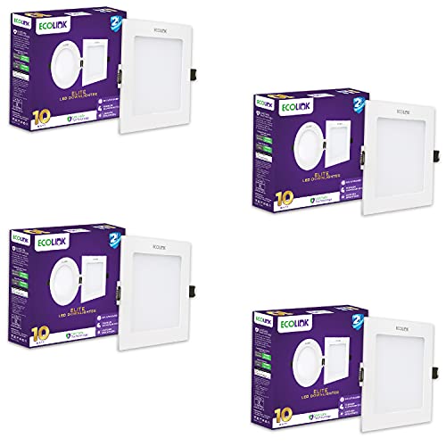 EcoLink 10W Square Ceiling Downlighter (Warm White,Pack of 4)
