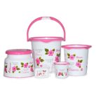 Cello Blossom 5 Piece Plastic Bath Set, Small, Pink