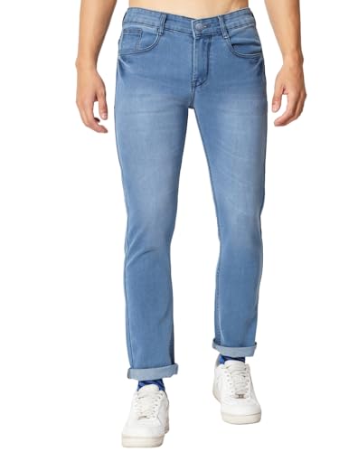 KARGEENS Men’s Slim Fit Stretchable Jeans Pant for Casual Stylish Cotton Blend Denim (k2532_Light Blue_1_32)
