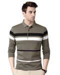 EYEBOGLER Polo Neck Striped Tshirt for Men