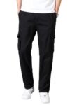 Paralians Men’s Stretchable Casual Cotton Cargo Trousers Pants for Casual Wear and Flexibility (2XL, Black)