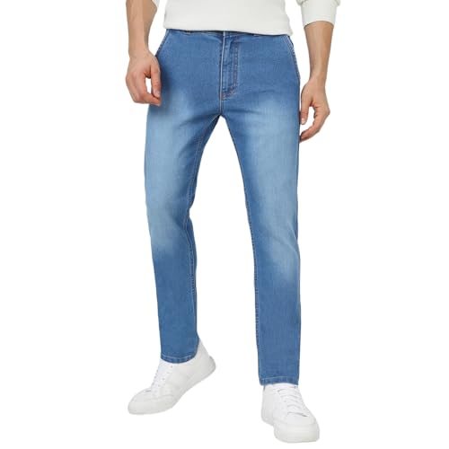 Urbano Fashion Men’s Light Blue Slim Fit Washed Jeans Stretchable (epsrustsprcrs-lblue-30)