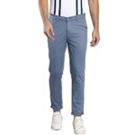 Dennis Lingo Solid Cotton Men’s Casual Trouser, Tapered Fit, Mid Rise, Chinos Trouser Pant for Men Steel Blue