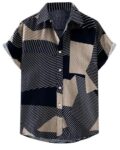 IndoPrimo Casual Shirt for Men || Shirt for Men || Men Stylish Shirt || Men Printed Shirt || Men Print Shirt || Men Half Sleeve Shirt (KFG) (Medium, Navy Cream)