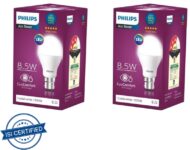 PHILIPS 8.5 W Round B22 LED Bulb(White, Pack of 2)