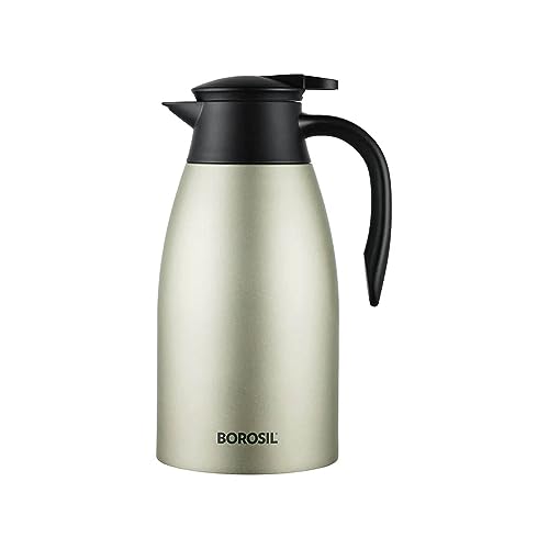 Borosil Stainless Steel Oyster Vacuum Insulated Teapot (Silver, 2 Litre)