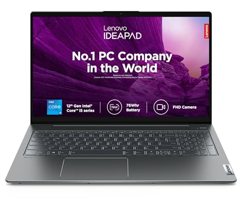 Lenovo IdeaPad Slim 5 12th Gen Intel Core i5-1235U 15.6″ (39.62cm) FHD IPS Anti-Glare (16GB/512GB SDD/Windows 11/Office 2021/Backlit/1Yr Warranty/3months Game Pass/Storm Grey/1.85Kg), 82SF008YIN