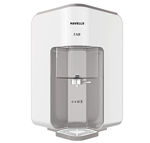 Havells Fab Water Purifier (White & Grey), RO+UV, Filter alert, Patented corner mounting, Copper+Zinc+pH Balance+Minerals, 7 stage Purification, 7L, Suitable for Borwell, Tanker & Municipal Water