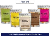 TRUE CREW Roasted Snack Combo: Garlic Chana, Moong, Navratan Mix, Khata Meetha, Bajra Puff(750 g)