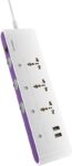 Crompton Powerbox Alpha SU 5 Socket Extension Boards(White, Purple, 2 m, With USB Port)