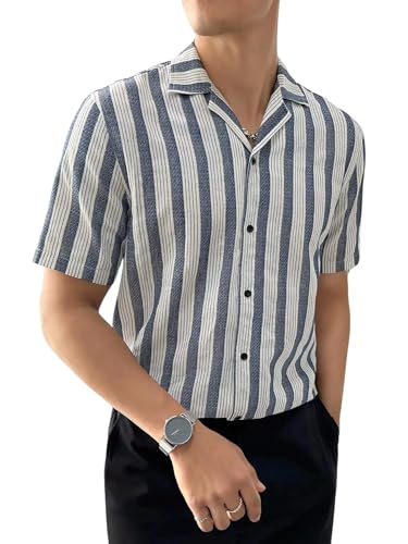 Lymio Casual Shirt for Men|| Shirt for Men|| Men Stylish Shirt || Men Printed Shirt (Crush-Lining) (2XL, Blue)