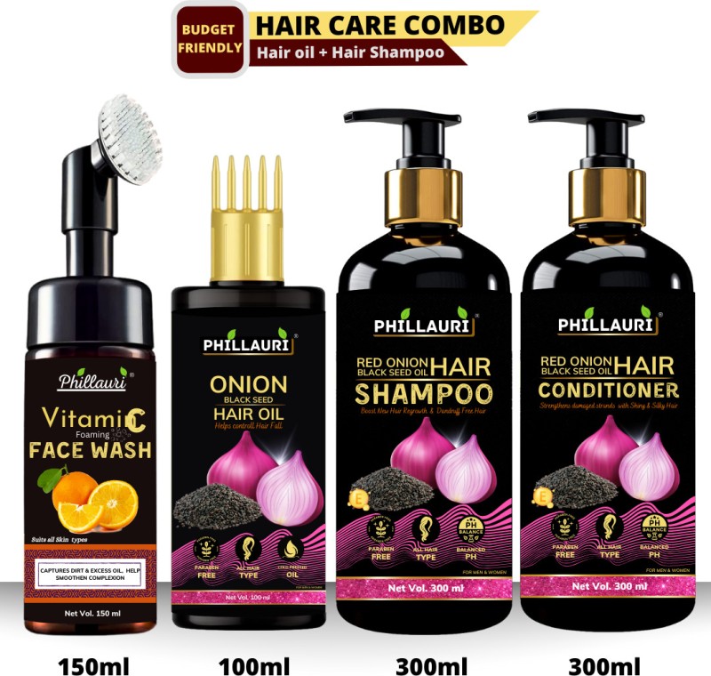 Phillauri Red Onion Healthy Hair care Kit with Face kit Combo Kit(4 Items in the set)