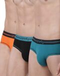 one8 by Virat Kohli Men’s Solid Brief (203T1_Sea Green/Navy/Orange_L)