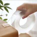 GLUN® Nano Double Sided Tape, Multipurpose Super Sticky Gel Grip Mounting Tape, Washable, Reusable, No Residue, for Home & Office, 2mm Thick, 1.2 Inch Wide, Transparent (Pack of 1)