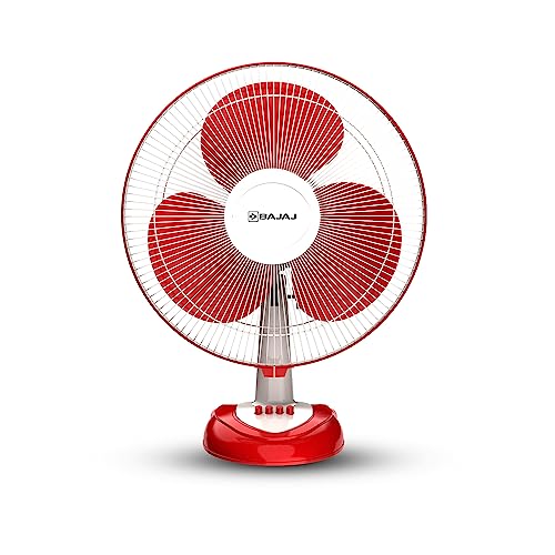 Bajaj Frore Neo Table Fan 400 MM | Table fans for Home & Office |Aerodynamically Balanced Blades| 100% CopperMotor| HighAir Delivery|3-Speed Control| 2-Yr Warranty Red