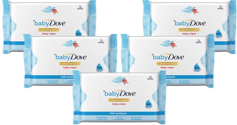 baby Dove Rich Moisture Wipes|| 72wipes – Pack of 5(5 Wipes)