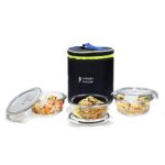 Wonderchef Boston Round Glass Lunch Boxes with Insulated Bag 400ML – Set of 3 PCS