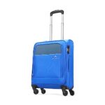 Aristocrat Oasis Plus Cabin Size Softshell Luggage (55 Cm) | Spacious Polyester Inline Trolley Bag with 4 Wheels and Combination Lock | Dazzling Blue | Unisex| 5 Year Warranty, Large