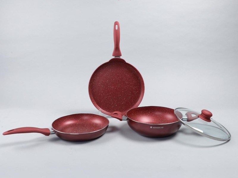 WONDERCHEF Induction Bottom Non-Stick Coated Cookware Set(Aluminium, 4 – Piece)