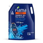 Fiama Men Body Wash Shower Gel Refreshing Pulse, 1.5L Body Wash Refill Value Pouch for Men with Skin Conditioners & Sea Minerals for Soft & Refreshed Skin, Mens Moisturising Bodywash