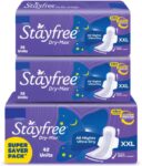 STAYFREE Dry-Max All Nights| All round protection through the night| 2x better coverage Sanitary Pad(Pack of 98)