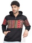 BULLMER Trendy Colourblock Fleece Hooded Neck Regular Hoodie Sweatshirt for Men/Black/X-Large