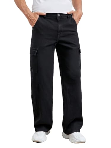 KOTTY Men’s Mid Rise Solid Cargo Jeans