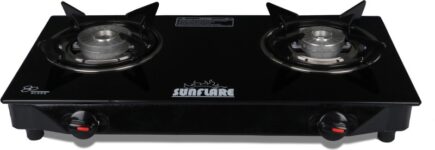 Sunflare Tornado Toughened glass Glass Manual Gas Stove(2 Burners)