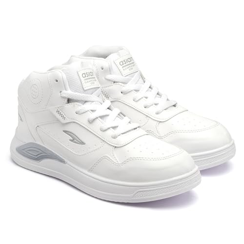 ASIAN Men’s White Casual Sneaker Shoes with Synthetic Upper Lightweight Comfortable Mid Top Sneaker Shoes for Men’s & Boy’s Moscow-12
