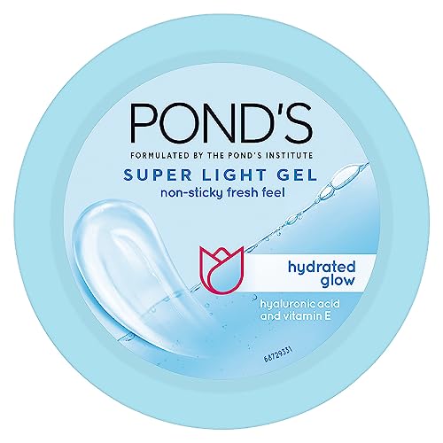 POND’S Super Light Gel, Oil-free Moisturizer, 100ml for Hydrated, Glowing Skin, with Hyaluronic Acid & Vitamin E, 24Hr Hydration, Non-Sticky, Spreads Easily & Instantly Absorbs