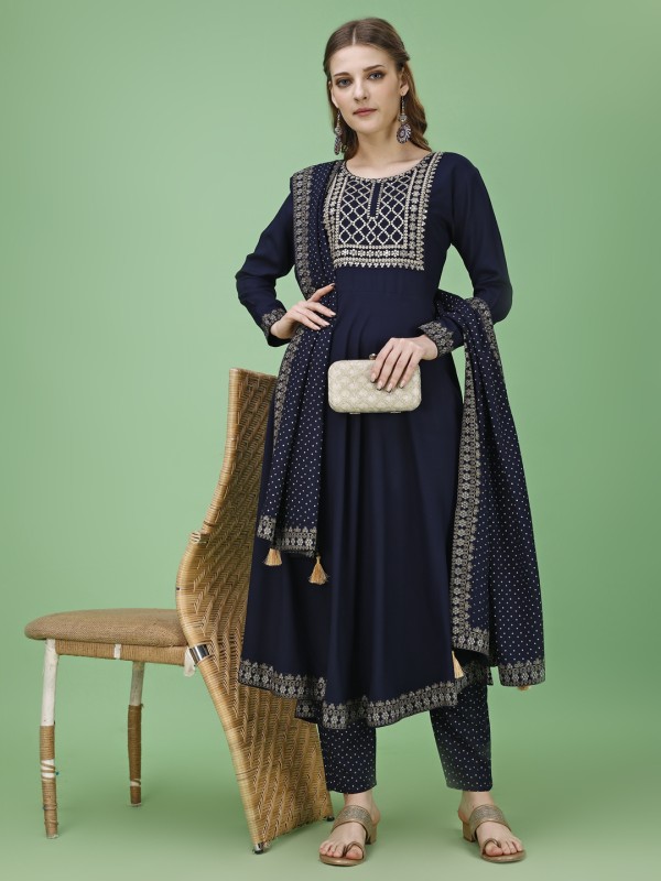 archittam Embroidered Kurta, Trouser/Pant & Dupatta Set
