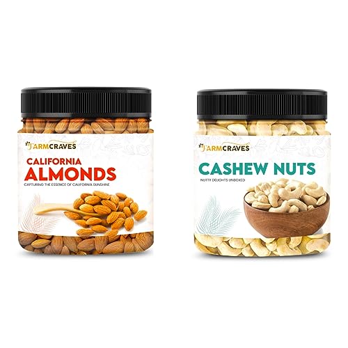 FARMCRAVES Dry Fruits Combo Pack (1Kg) | Whole Almonds (500g) + Cashews (500g) | Healthy Premium Snack
