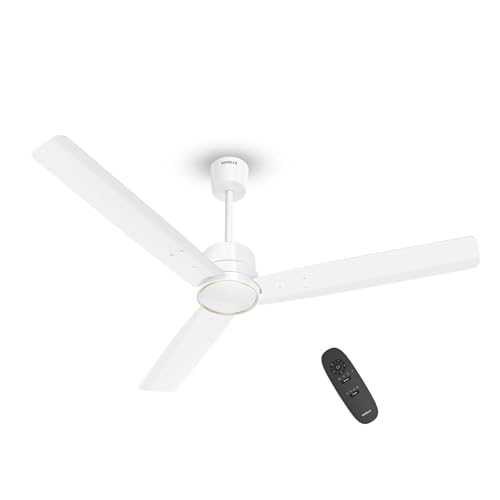 Havells 1200mm Ambrose Slim BLDC Motor Ceiling Fan | Premium Finish Decorative Fan, Remote Control, High Air Delivery | 5 Star Rated, Upto 60% Energy Saving, 2 Yr Warranty | (Pack of 1, Elegant White)
