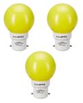 Halonix B22 0.5-Watt Led 0.5W Night Bulb (Pack of 3, Yellow, Round)