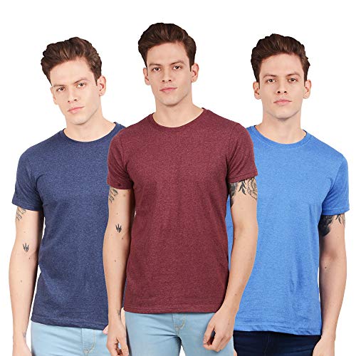 Scott International Men’s Regular Fit T-Shirt (Pack of 3) (SS20-3RNMEL-BU-MA-RB-L_Assorted_Large)