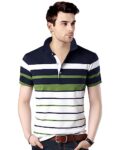 EYEBOGLER Mens Cotton Blend Casual Polo Neck Half Sleeve Regular Fit Striped Printed Tshirt,Men Best Tshirt, Polo Styles