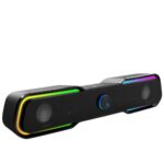 HP DHE-6002 Wired Speaker, 3.5mm aux connectivity, Surround Sound, PC and Phone Compatible, Easy Volume Controls, Touch-Controlled RGB Lighting, 1-Year Warranty, 0.77 kg, Black, 8C573AA