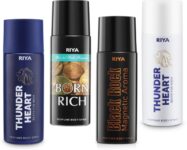 RIYA Thunder Heart Blue & Born Rich & Black Rock & Thunder Heart White Como Set Deodorant Spray – For Men(600 ml, Pack of 4)