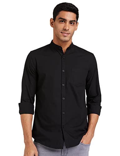 Amazon Brand – Symbol Men’s Solid Regular Casual Shirt (AW-SY-MCS-1146_Black M)