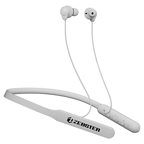 ZEBSTER Style 603 in Ear Wireless Neckband with Bluetooth 5.2, Call Function, Voice Assistant Support with Extra Ear Tips(White)