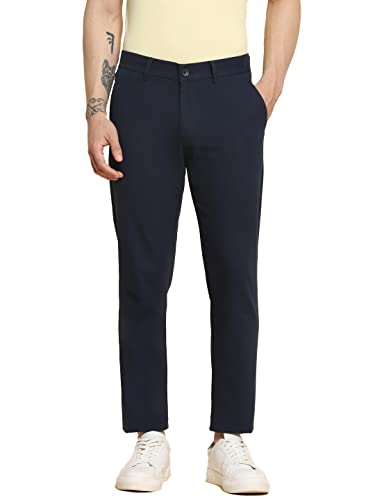 Dennis Lingo Men’s Navy Slim Fit Chinos, Ankel Length, Tapered Fit Casual Trousers (30)