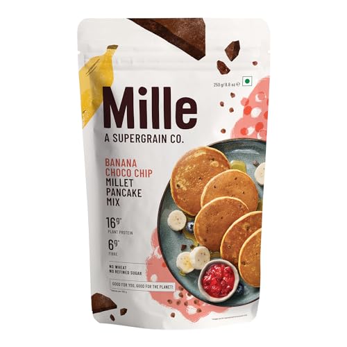 Mille Banana Choco-Chip Millet Pancake | NO MAIDA | Gluten Free | High Plant Protein | Low Carbs | Low GI Millet Grain | No Refined Sugar | 250 grams