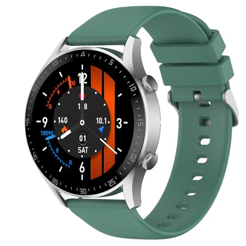 Fire-Boltt India’s No 1 Smartwatch Brand Talk 2 Bluetooth Calling Smartwatch with Dual Button, Hands On Voice Assistance, 120 Sports Modes, in Built Mic & Speaker with IP68 Rating (Silver Green)