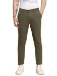 Dennis Lingo Men’s Olive Slim Fit Chinos, Ankel Length, Tapered Fit Casual Trousers (30)