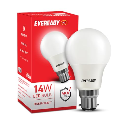 Eveready 14W Led Light Bulb | High Efficiency & Glare-Free Light | 4Kv Surge Protection | Long Life & Low Maintenance | Uniform Light Distribution| 100 Lumen Per Watt | Cool Day Light (6500K), b22d