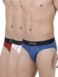 one8 by Virat Kohli Men’s Cotton Brief (Pack of 3) (102K1_White/Royal Blue/Maroon_Small_White/Royal Blue/Maroon_S)