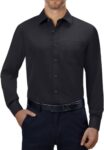 Scott International Shirt for Men, Solid Full Sleeves Shirt, Wrinkle Free Mens Shirts, Cotton Formal Shirts, Regular Fit Stylish Mens Shirt, Plain Formal Shirts for Men Black