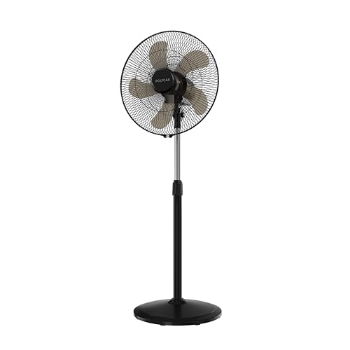 Polycab Optima Mini 400mm Oscillating Pedestal Fan For Home, Office | High Speed & Air Thrust | Aerodynamic Blades with cutting edge design | 100% Copper Winding Motor | 2 Years Warranty【Black】