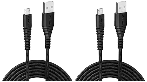URBN USB Micro 3.4A Fast Charging Cable – 5ft, Unbreakable Nylon Braided, Quick Charge Compatible with Samsung & Micro USB Devices, Data Transfer, Tangle-Free – Black (Pack of 2)